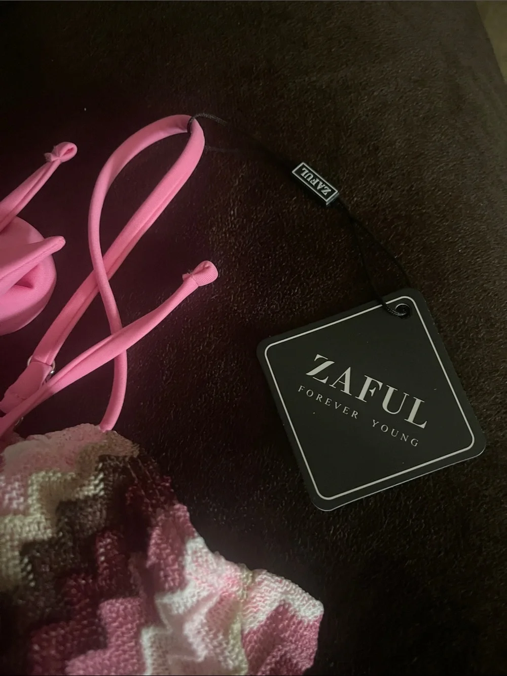 Zaful Pink Multi-Tone Chevron Bikini Set